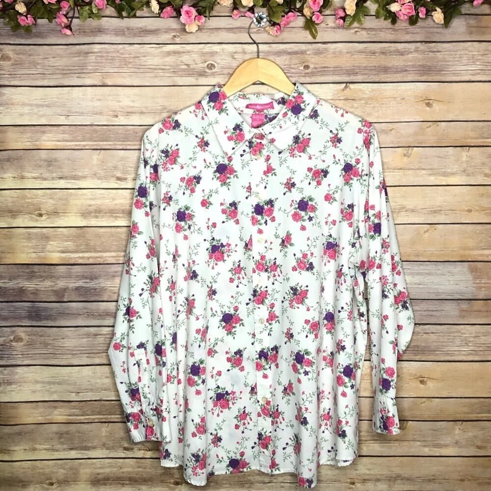 🌷5 for $25 Woman Within Floral Button Down Shirt